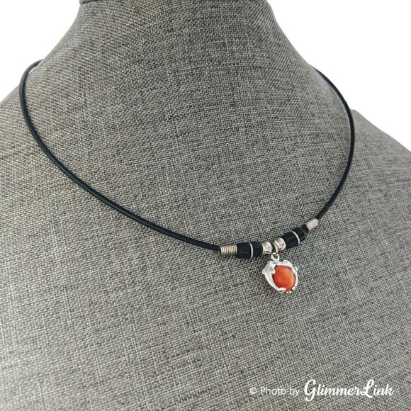 Dolphins Orange Glass Ball Cord Necklace - Picture 2 of 9